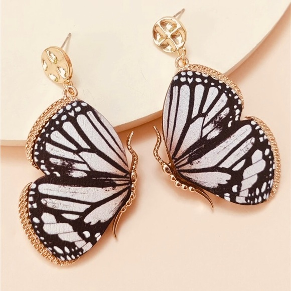 “Luxurious Butterfly” Elegant Swallowtail Brown Black Striped Gold Ornate Dangle - Picture 4 of 7